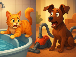 Чому коти бояться води, а собаки – пилососа?